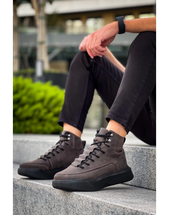 Ba0321 Gizli Bağcıklı Erkek Yüksek Taban Kahverengi Spor Erkek Bot