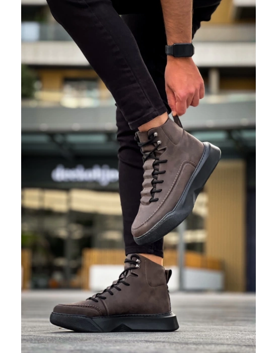 Ba0321 Gizli Bağcıklı Erkek Yüksek Taban Kahverengi Spor Erkek Bot