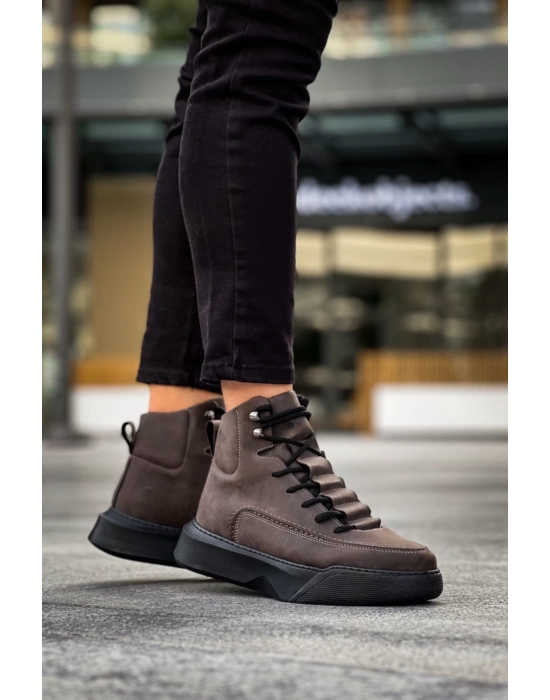 Ba0321 Gizli Bağcıklı Erkek Yüksek Taban Kahverengi Spor Erkek Bot