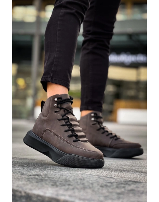 Ba0321 Gizli Bağcıklı Erkek Yüksek Taban Kahverengi Spor Erkek Bot
