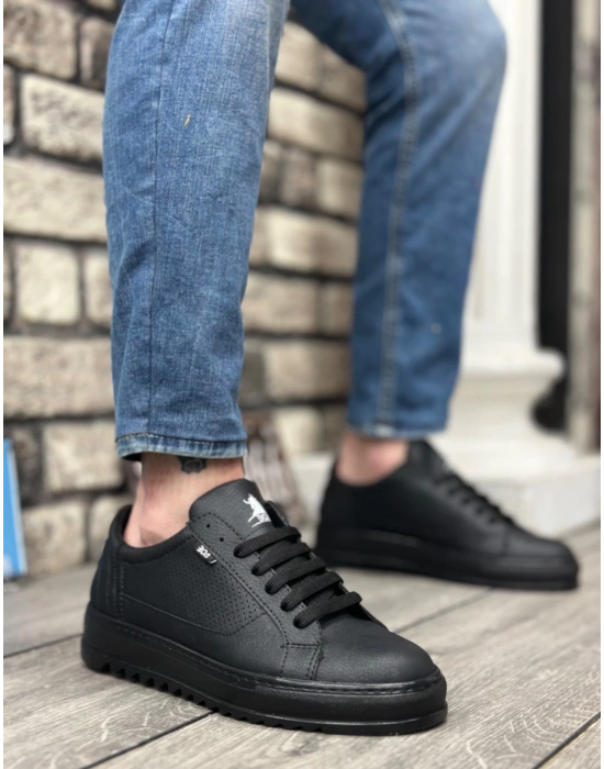 Ba0323 Boa Kalın Tırtık Yüksek Siyah Taban Siyah Bağcıklı Spor Erkek Ayakkabı Erkek Günlük Ayakkabı