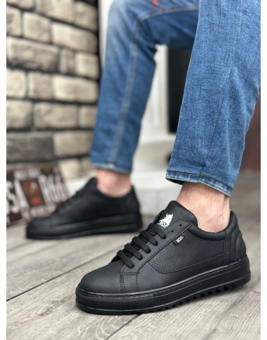 Ba0323 Boa Kalın Tırtık Yüksek Siyah Taban Siyah Bağcıklı Spor Erkek Ayakkabı Erkek Günlük Ayakkabı