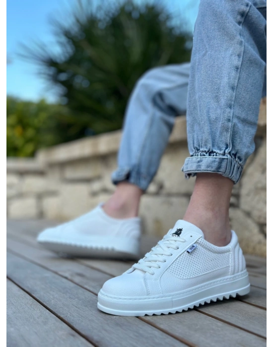 Ba0323 Boa Kalın Tırtık Yüksek Taban Beyaz Bağcıklı Spor Erkek Ayakkabı Erkek Günlük Ayakkabı