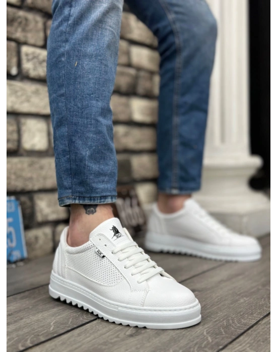 Ba0323 Boa Kalın Tırtık Yüksek Taban Beyaz Bağcıklı Spor Erkek Ayakkabı Erkek Günlük Ayakkabı
