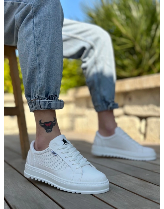 Ba0323 Boa Kalın Tırtık Yüksek Taban Beyaz Bağcıklı Spor Erkek Ayakkabı Erkek Günlük Ayakkabı