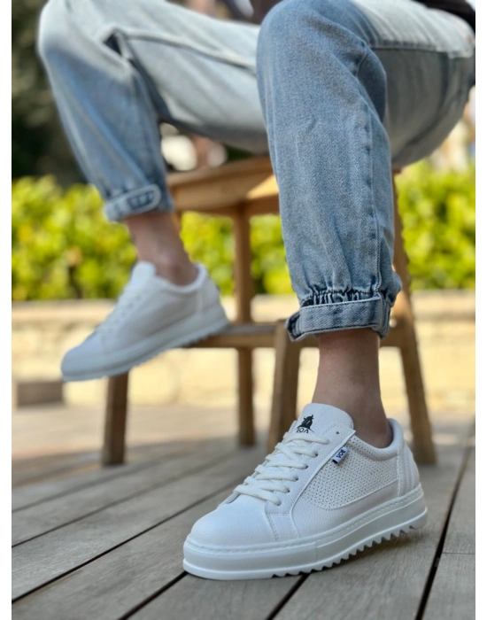 Ba0323 Boa Kalın Tırtık Yüksek Taban Beyaz Bağcıklı Spor Erkek Ayakkabı Erkek Günlük Ayakkabı