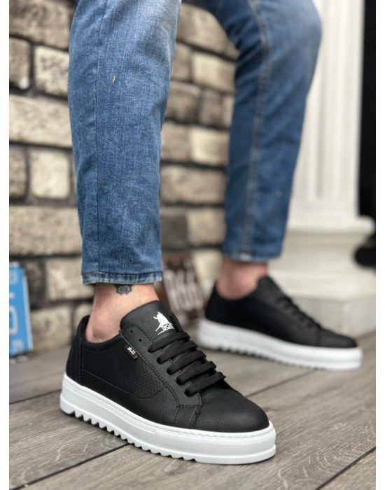 Ba0323 Boa Kalın Tırtık Yüksek Taban Siyah Bağcıklı Spor Erkek Ayakkabı Erkek Günlük Ayakkabı