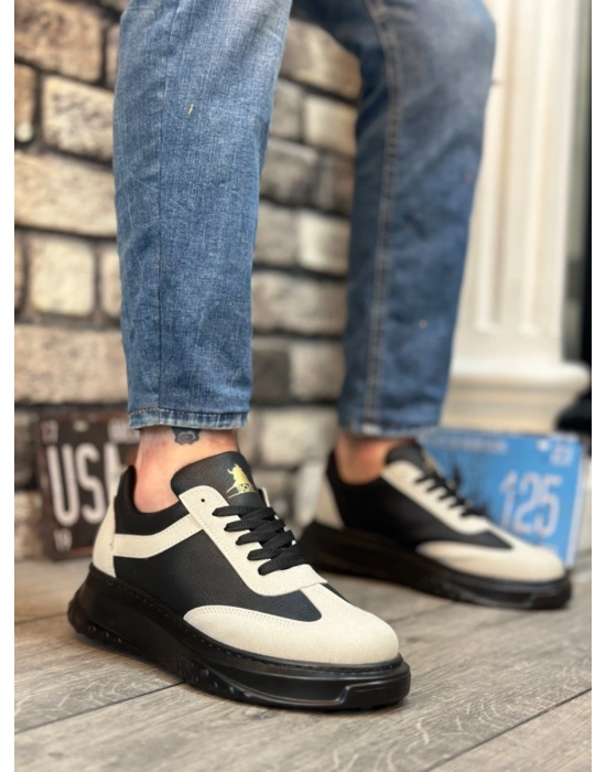 Ba0327 Boa Gri Siyah Kalın Yüksek Taban Bağcıklı Spor Erkek Ayakkabı Erkek Günlük Ayakkabı