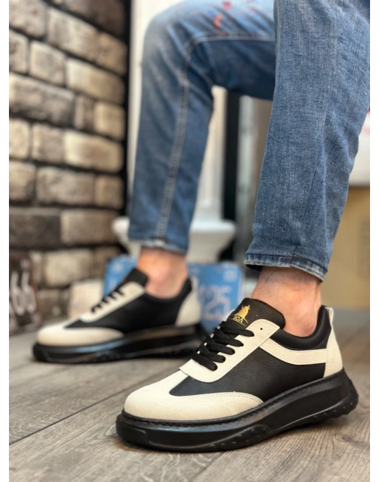 Ba0327 Boa Gri Siyah Kalın Yüksek Taban Bağcıklı Spor Erkek Ayakkabı Erkek Günlük Ayakkabı