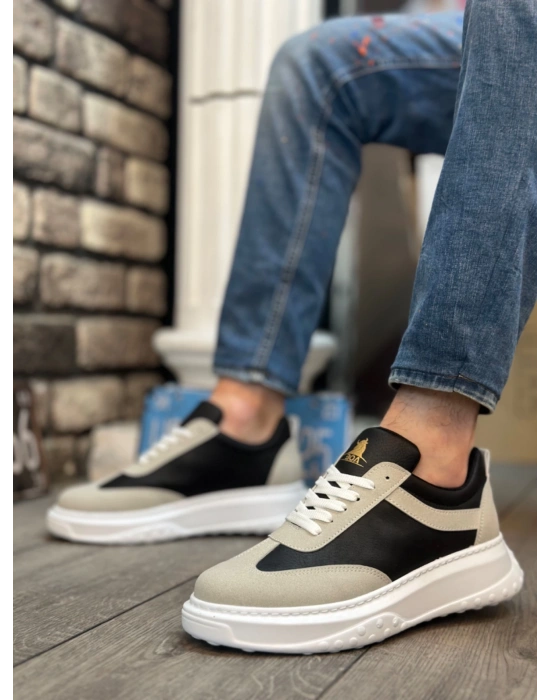 Ba0327 Boa Kalın Yüksek Taban Gri Siyah Bağcıklı Spor Erkek Ayakkabı Erkek Günlük Ayakkabı