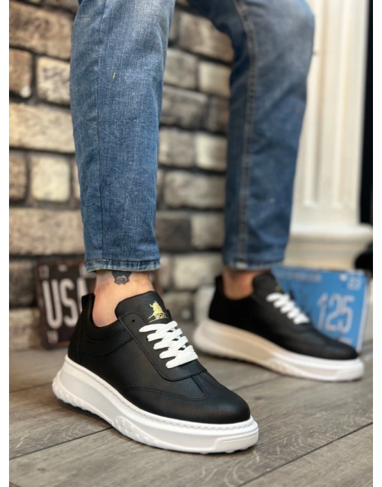 Ba0327 Boa Kalın Yüksek Taban Siyah Bağcıklı Spor Erkek Ayakkabı Erkek Günlük Ayakkabı