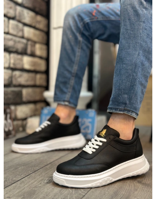 Ba0327 Boa Kalın Yüksek Taban Siyah Bağcıklı Spor Erkek Ayakkabı Erkek Günlük Ayakkabı