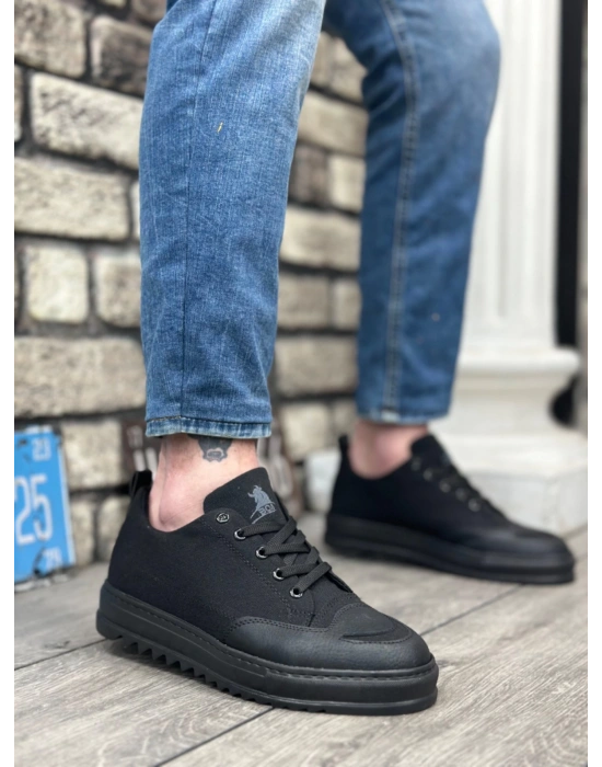 Ba0328 Boa Kalın Yüksek Taban Smile Desenli Siyah Spor Erkek Ayakkabı Erkek Günlük Ayakkabı