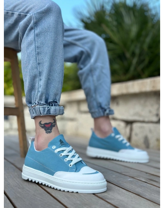 Ba0328 Boa Kalın Yüksek Taban Smile Desenli Turkuaz Spor Erkek Ayakkabı Erkek Günlük Ayakkabı