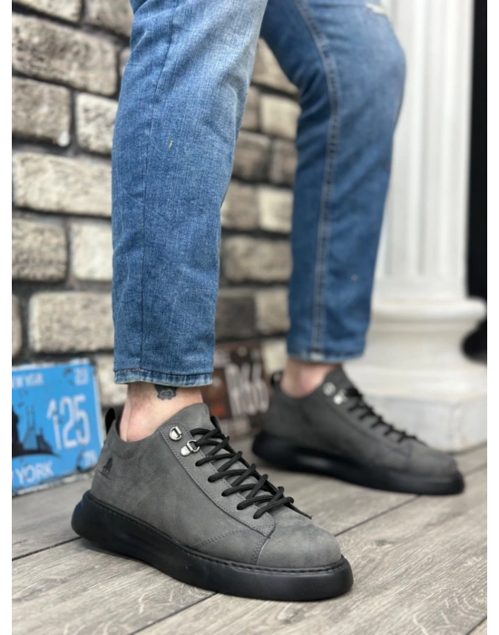 Ba0331 Bağcıklı Erkek Yüksek Taban Füme Cilt Erkek Spor Ayakkabı