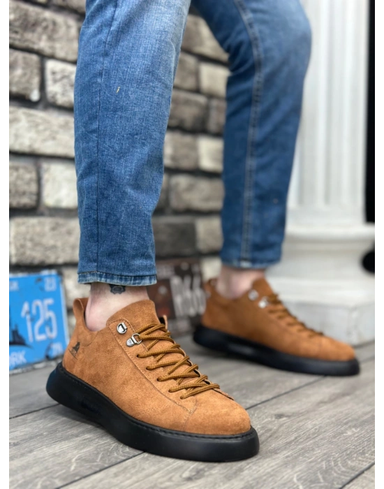 Ba0331 Bağcıklı Erkek Yüksek Taban Taba Süet Siyah Taban Erkek Spor Ayakkabı