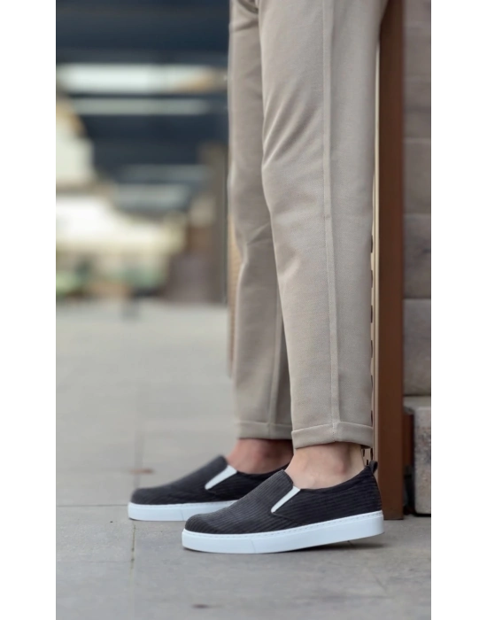 Ba0339 Bağcıksız Kadife Gri Beyaz Taban Günlük Erkek Ayakkabı Erkek Günlük Ayakkabı