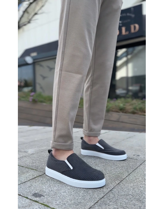 Ba0339 Bağcıksız Kadife Gri Beyaz Taban Günlük Erkek Ayakkabı Erkek Günlük Ayakkabı