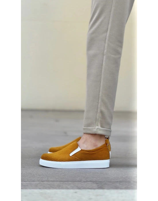 Ba0339 Bağcıksız Kadife Hardal Beyaz Taban Günlük Erkek Ayakkabı Erkek Günlük Ayakkabı