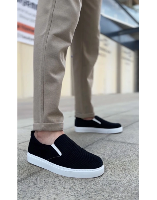 Ba0339 Bağcıksız Kadife Siyah Beyaz Taban Günlük Erkek Ayakkabı Erkek Günlük Ayakkabı