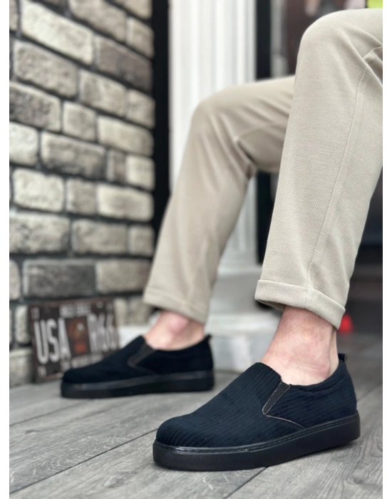 Ba0339 Bağcıksız Kadife Siyah Siyah Taban Günlük Erkek Ayakkabı Erkek Günlük Ayakkabı