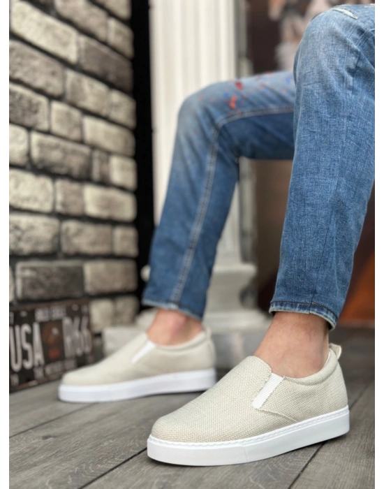 Ba0339 Bağcıksız Keten Krem Beyaz Taban Günlük Erkek Ayakkabı Erkek Günlük Ayakkabı
