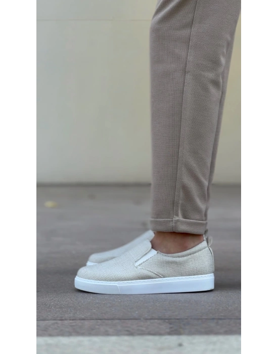 Ba0339 Bağcıksız Keten Krem Beyaz Taban Günlük Erkek Ayakkabı Erkek Günlük Ayakkabı