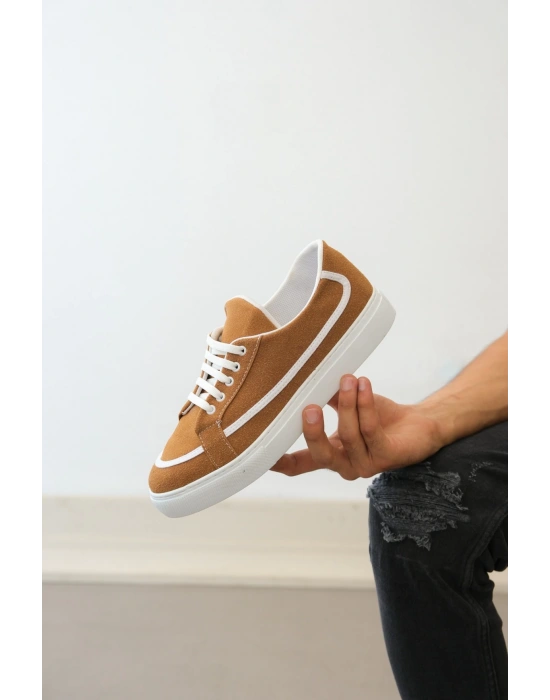 Ba0351 Boa Bağcıklı Deri Tozu Günlük Taba Renk Erkek Spor Ayakkabı