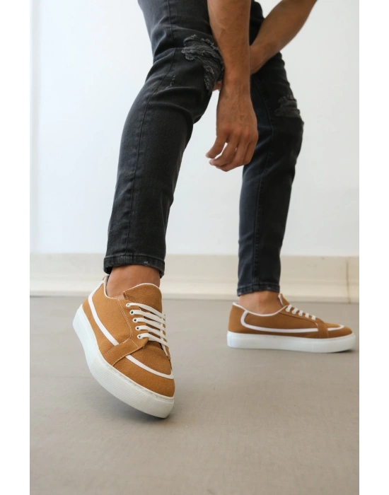 Ba0351 Boa Bağcıklı Deri Tozu Günlük Taba Renk Erkek Spor Ayakkabı