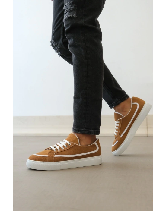 Ba0351 Boa Bağcıklı Deri Tozu Günlük Taba Renk Erkek Spor Ayakkabı