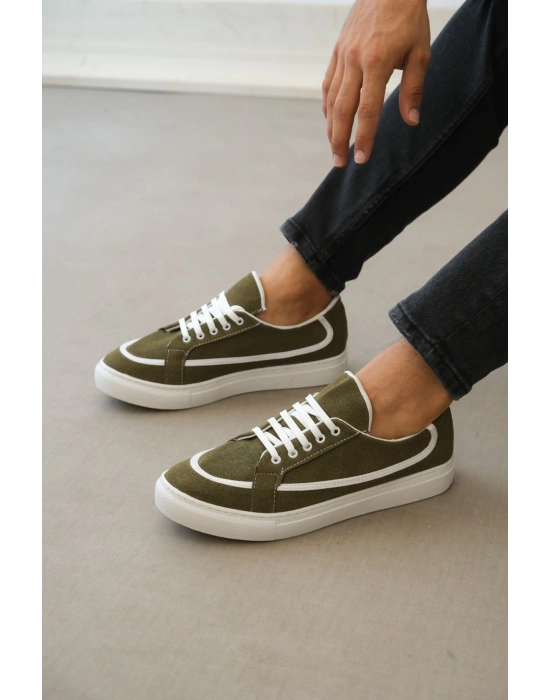 Ba0351 Boa Bağcıklı Deri Tozu Günlük Yeşil Renk Erkek Spor Ayakkabı