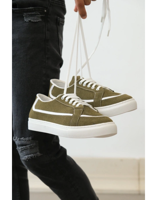 Ba0351 Boa Bağcıklı Deri Tozu Günlük Yeşil Renk Erkek Spor Ayakkabı