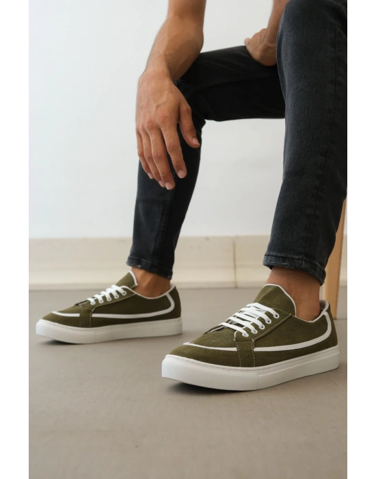 Ba0351 Boa Bağcıklı Deri Tozu Günlük Yeşil Renk Erkek Spor Ayakkabı