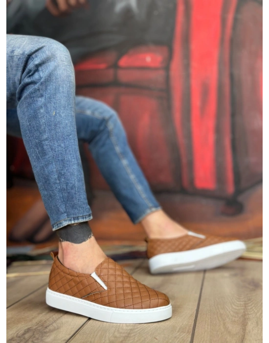 BA0353 Bağcıksız Kapitone Taba Günlük Erkek Ayakkabı