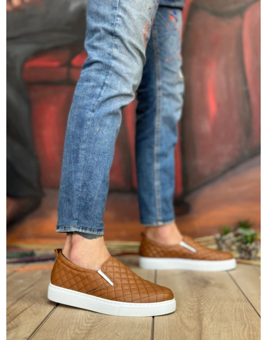 BA0353 Bağcıksız Kapitone Taba Günlük Erkek Ayakkabı