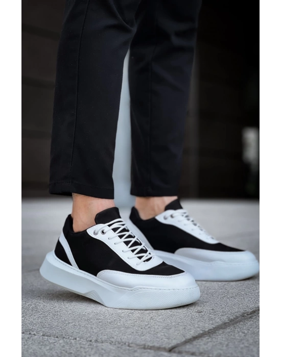 Ba0354 Günlük Bağcıklı Erkek Beyaz Parçalı Beyaz Yüksek Taban Erkek Spor Ayakkabı