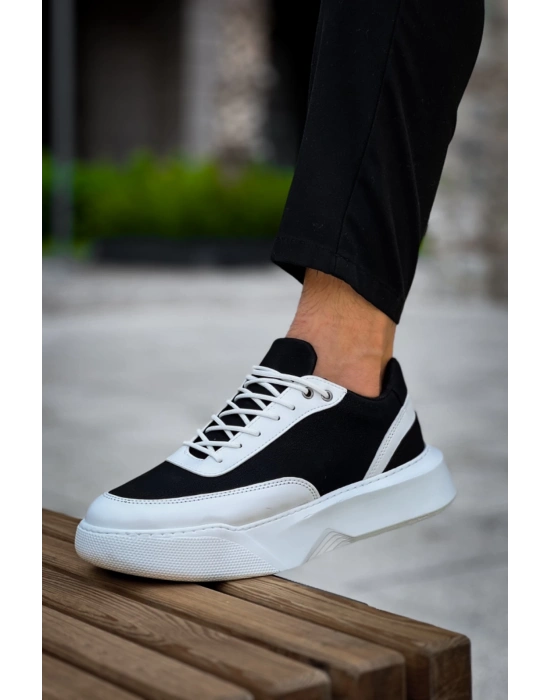 Ba0354 Günlük Bağcıklı Erkek Beyaz Parçalı Beyaz Yüksek Taban Erkek Spor Ayakkabı