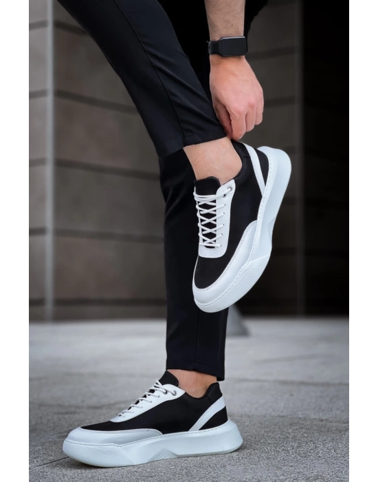 Ba0354 Günlük Bağcıklı Erkek Beyaz Parçalı Beyaz Yüksek Taban Erkek Spor Ayakkabı