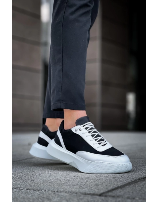 Ba0354 Günlük Bağcıklı Erkek Beyaz Parçalı Beyaz Yüksek Taban Erkek Spor Ayakkabı