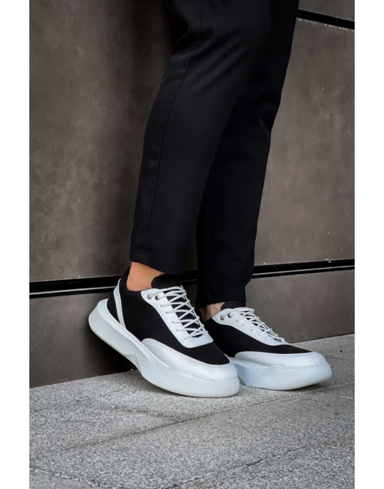 Ba0354 Günlük Bağcıklı Erkek Beyaz Parçalı Beyaz Yüksek Taban Erkek Spor Ayakkabı