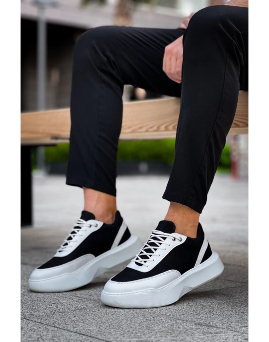 Ba0354 Günlük Bağcıklı Erkek Beyaz Parçalı Beyaz Yüksek Taban Erkek Spor Ayakkabı