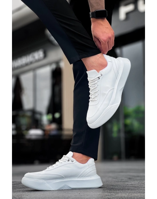 Ba0354 Günlük Bağcıklı Erkek Yüksek Taban Beyaz Erkek Spor Ayakkabı