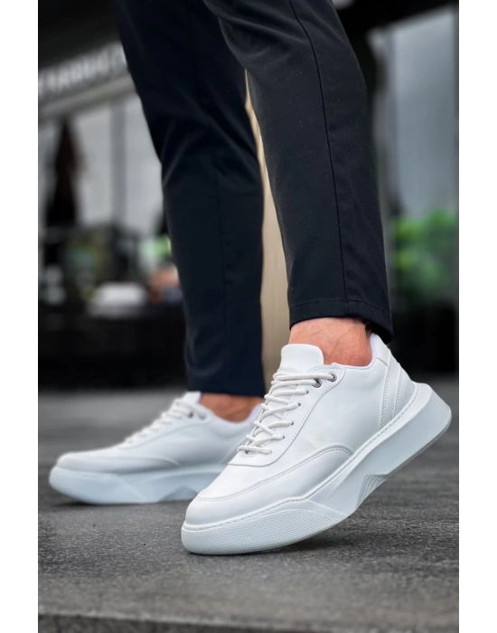 Ba0354 Günlük Bağcıklı Erkek Yüksek Taban Beyaz Erkek Spor Ayakkabı