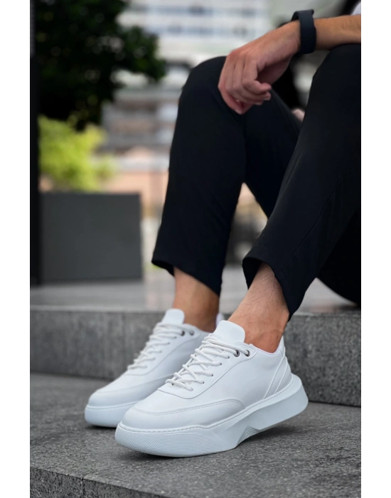 Ba0354 Günlük Bağcıklı Erkek Yüksek Taban Beyaz Erkek Spor Ayakkabı