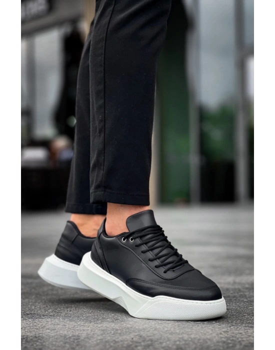 Ba0354 Günlük Bağcıklı Erkek Yüksek Taban Siyah Erkek Spor Ayakkabı