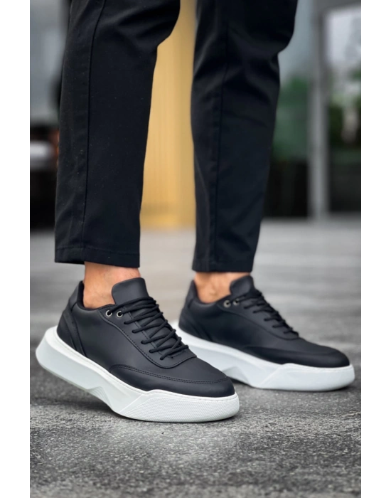 Ba0354 Günlük Bağcıklı Erkek Yüksek Taban Siyah Erkek Spor Ayakkabı