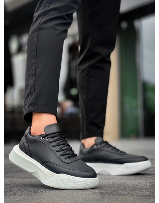 Ba0354 Günlük Bağcıklı Erkek Yüksek Taban Siyah Erkek Spor Ayakkabı