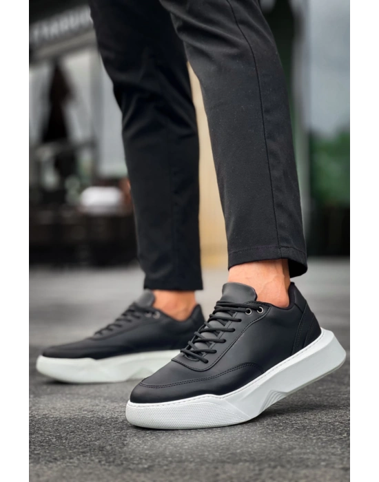 Ba0354 Günlük Bağcıklı Erkek Yüksek Taban Siyah Erkek Spor Ayakkabı