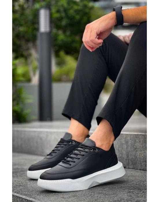 Ba0354 Günlük Bağcıklı Erkek Yüksek Taban Siyah Erkek Spor Ayakkabı