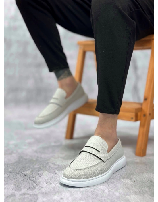 Ba0355 Bağcıksız Keten Beyaz Klasik Corcik Erkek Ayakkabı Erkek Klasik Ayakkabı